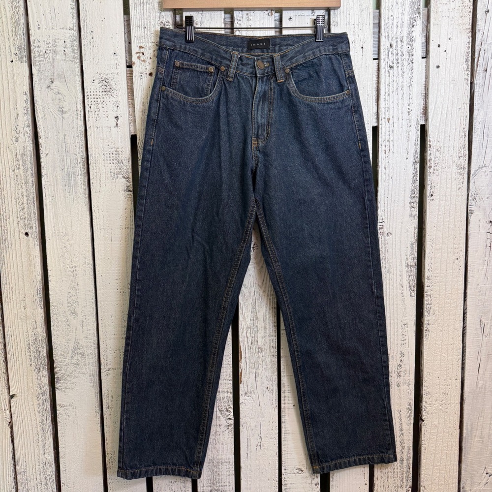 Image Mens Dark Wash Straight Leg Denim Jeans 32x30 100% Cotton Classic Fit